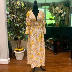 70’s Flower Print MIDI Dress